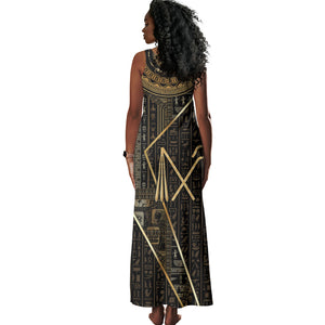Egypt Crook And Flail Tank Maxi Dress Ancient Mythology Pharaoh Royalty Gold