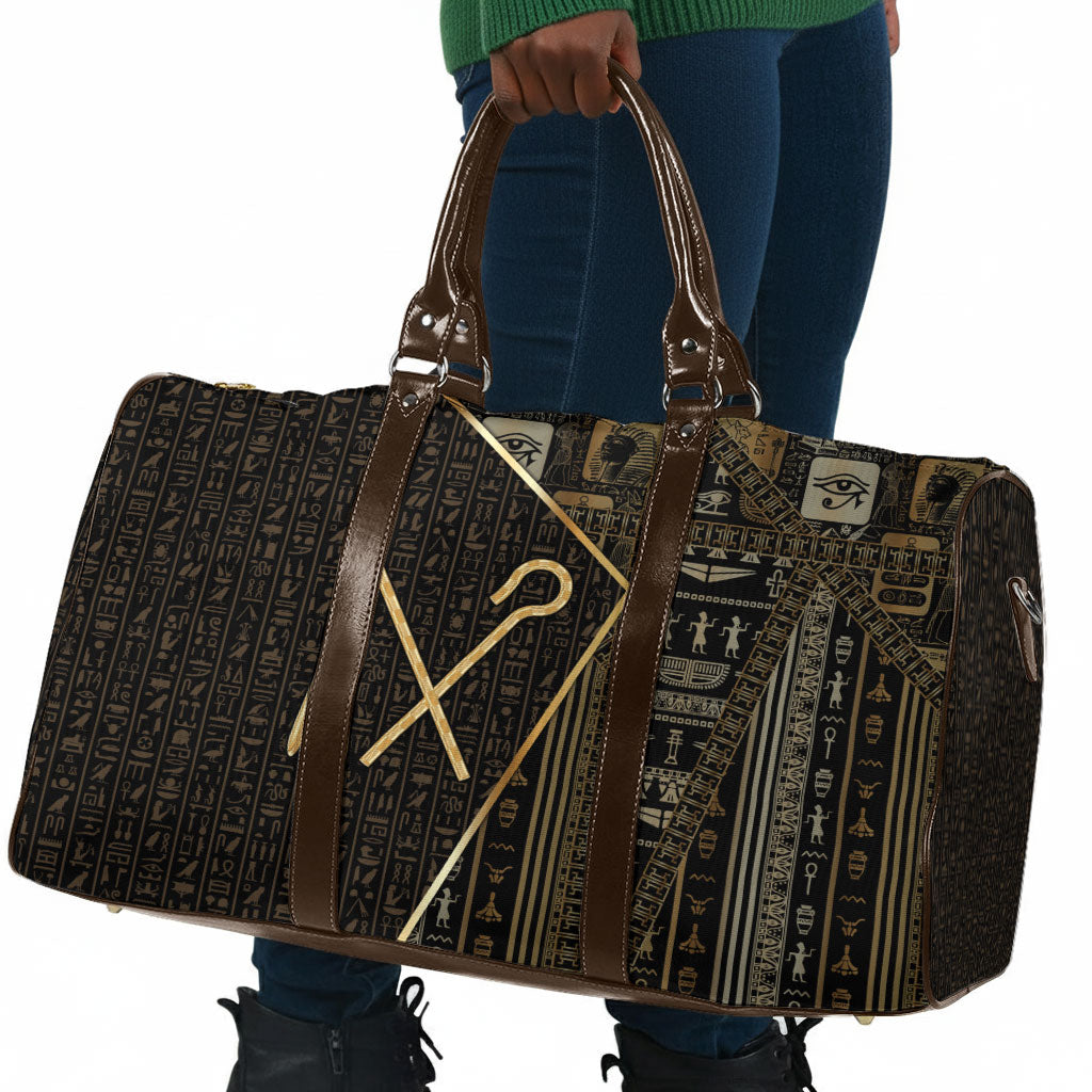 Egypt Crook And Flail Travel Bag Ancient Mythology Pharaoh Royalty Gold