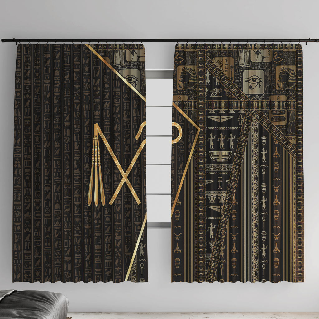 Egypt Crook And Flail Window Curtain Ancient Mythology Pharaoh Royalty Gold