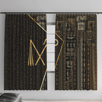 Egypt Crook And Flail Window Curtain Ancient Mythology Pharaoh Royalty Gold