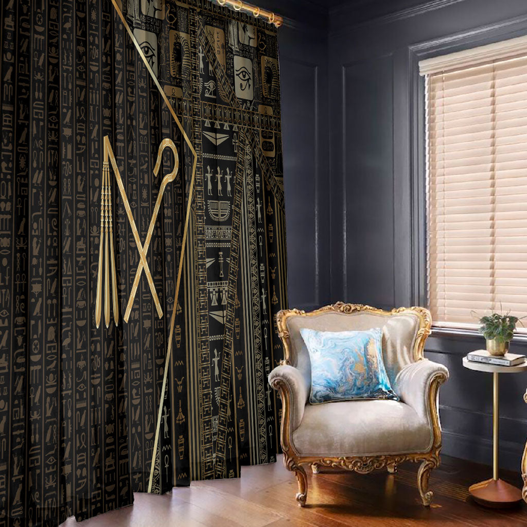 Egypt Crook And Flail Window Curtain Ancient Mythology Pharaoh Royalty Gold