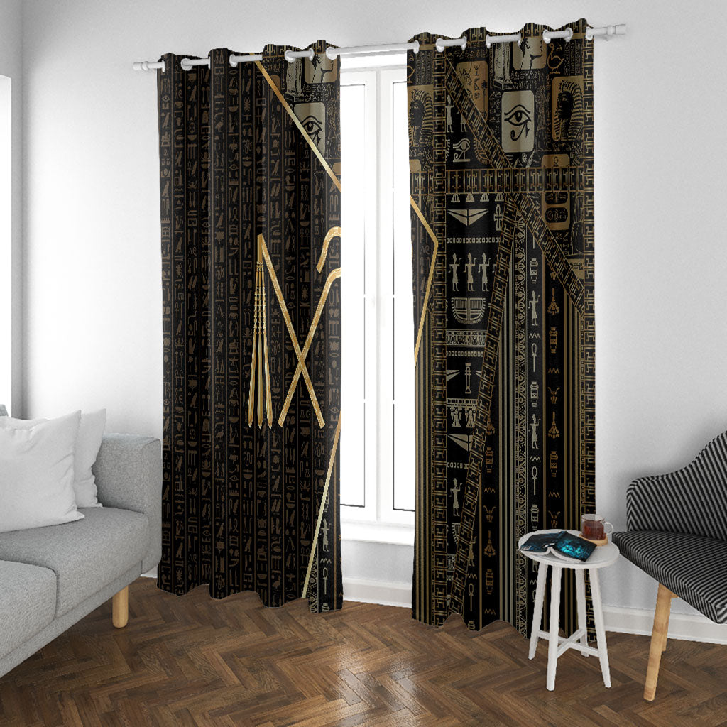 Egypt Crook And Flail Window Curtain Ancient Mythology Pharaoh Royalty Gold
