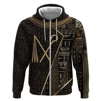 Egypt Crook And Flail Zip Hoodie Ancient Mythology Pharaoh Royalty Gold