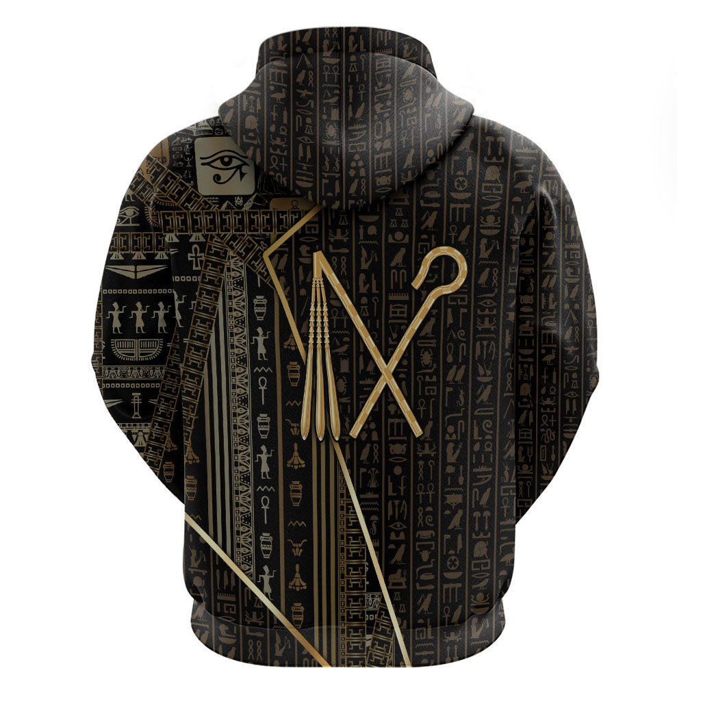 Egypt Crook And Flail Zip Hoodie Ancient Mythology Pharaoh Royalty Gold