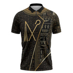 Egypt Crook And Flail Zipper Polo Shirt Ancient Mythology Pharaoh Royalty Gold