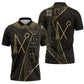 Egypt Crook And Flail Zipper Polo Shirt Ancient Mythology Pharaoh Royalty Gold