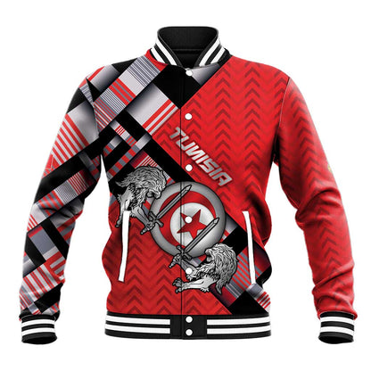 Personalized Tunisia Baseball Jacket Silver Lions Sports Patterns - African Pride