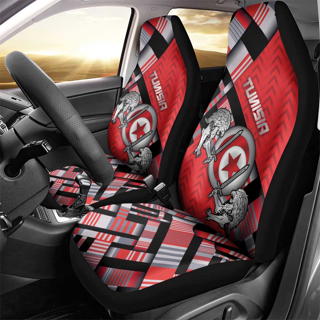 Tunisia Car Seat Cover Silver Lions Sports Patterns - African Pride