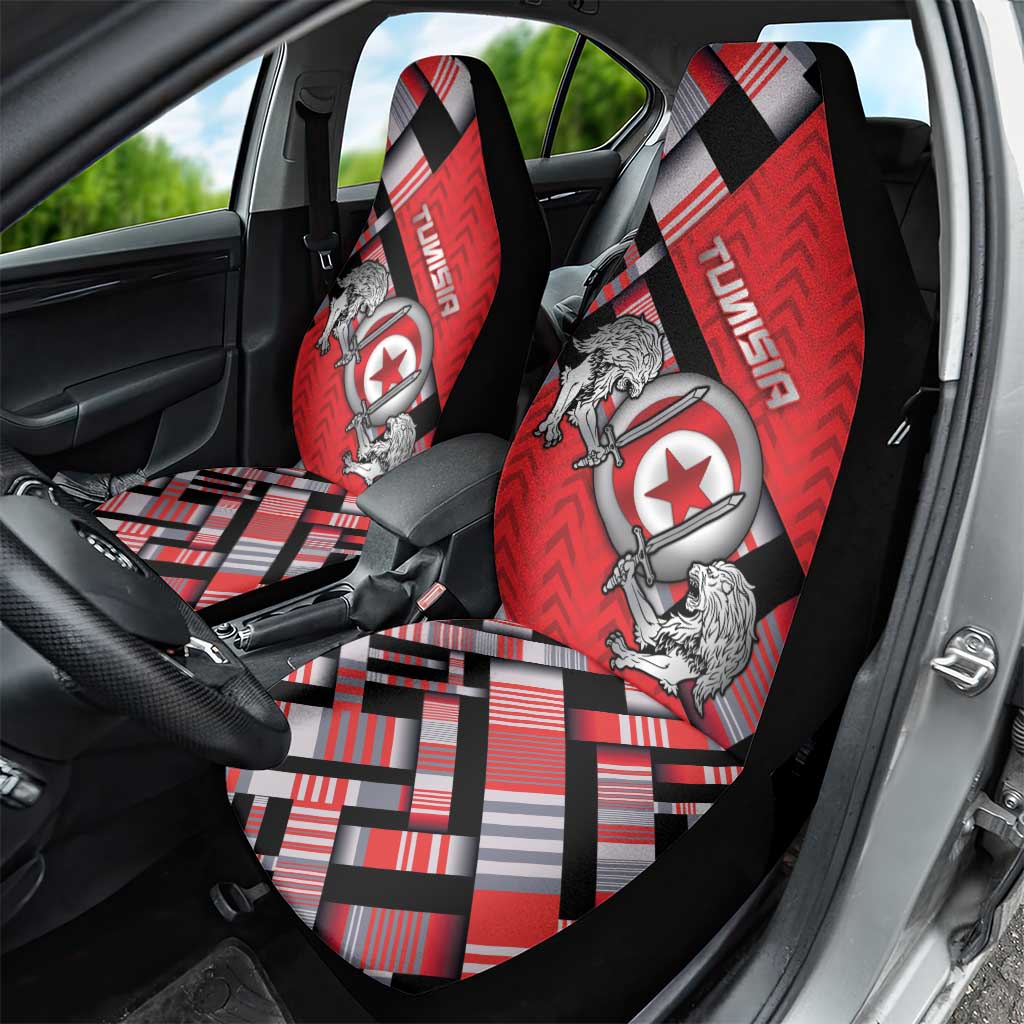 Tunisia Car Seat Cover Silver Lions Sports Patterns - African Pride