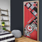 Personalized Tunisia Door Cover Silver Lions Sports Patterns - African Pride