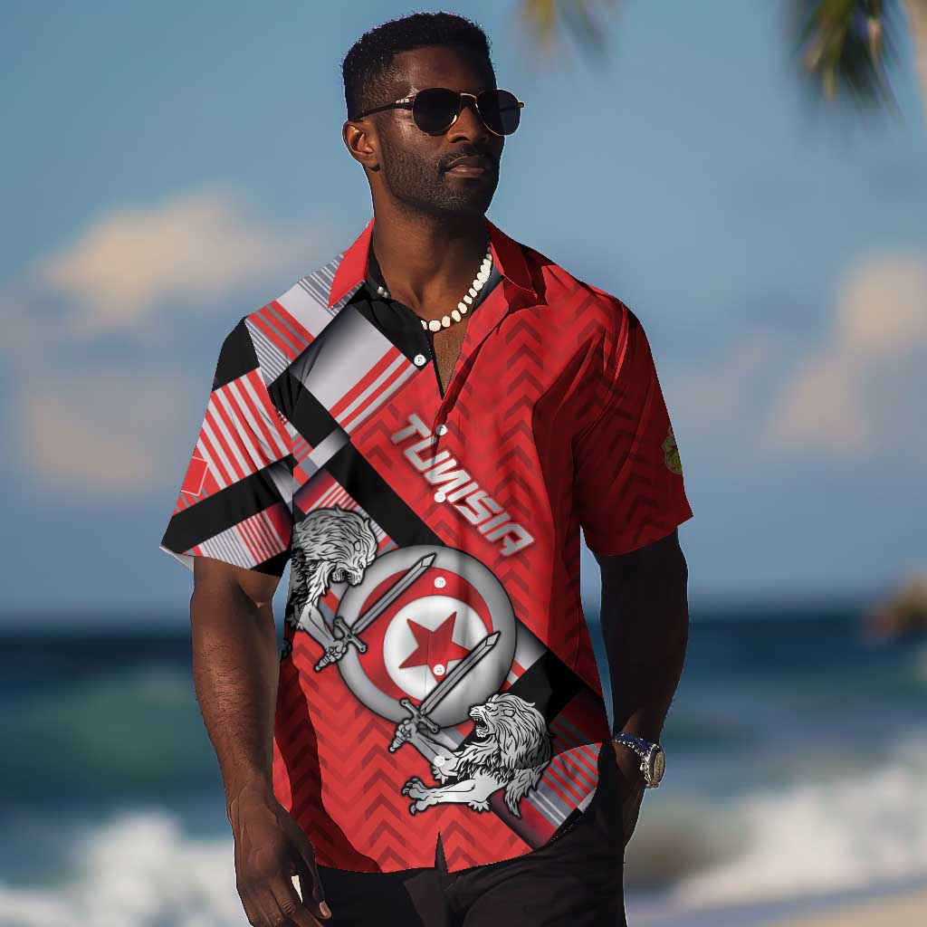 Personalized Tunisia Hawaiian Shirt Silver Lions Sports Patterns - African Pride