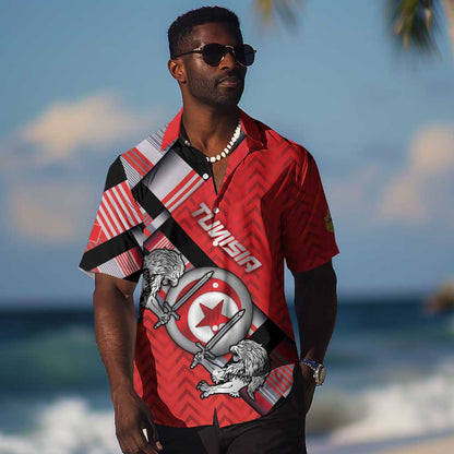 Personalized Tunisia Hawaiian Shirt Silver Lions Sports Patterns - African Pride