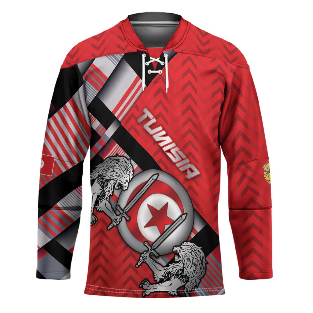 Personalized Tunisia Hockey Jersey Silver Lions Sports Patterns - African Pride