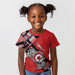Personalized Tunisia Kid T shirt Silver Lions Sports Patterns - African Pride