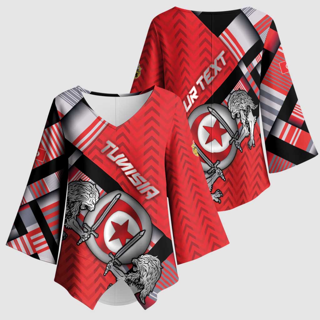 Personalized Tunisia Kimono Sleeve Blouse Silver Lions Sports Patterns - African Pride