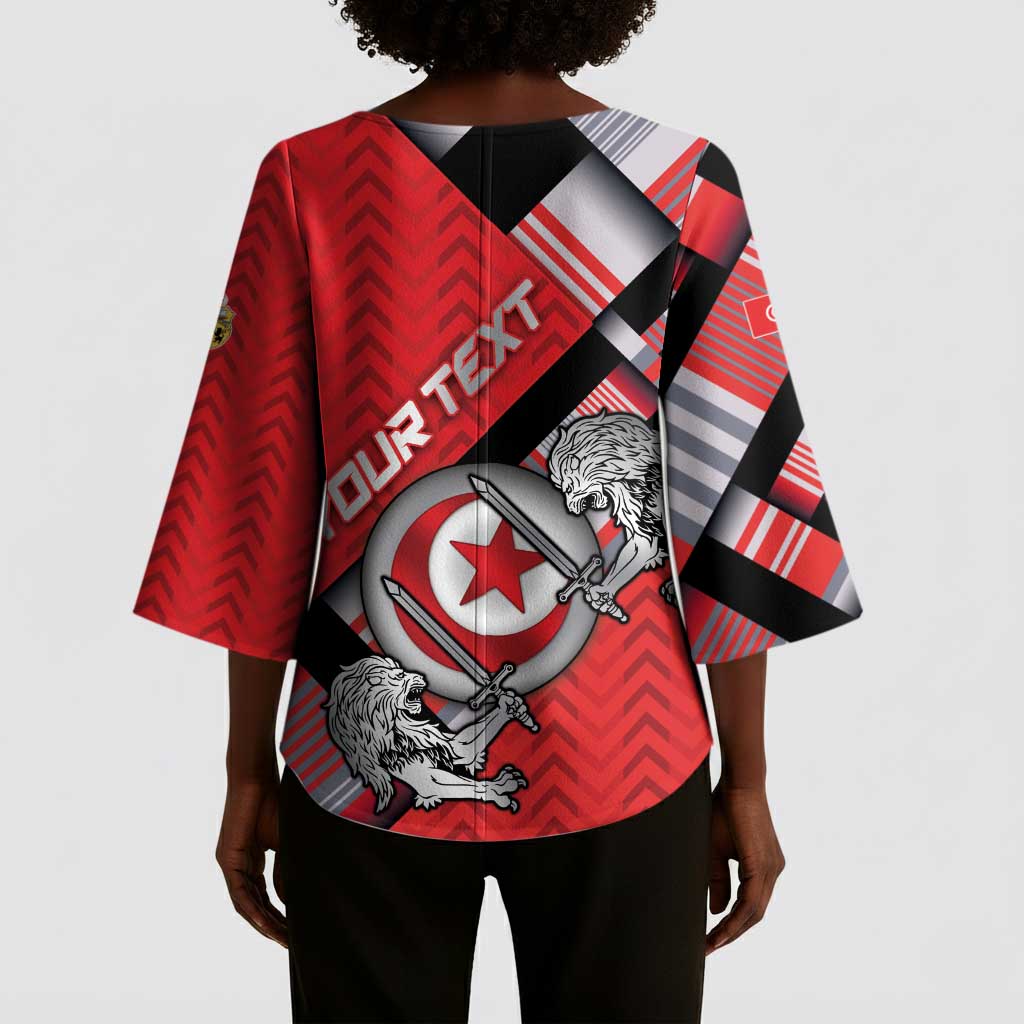Personalized Tunisia Kimono Sleeve Blouse Silver Lions Sports Patterns - African Pride