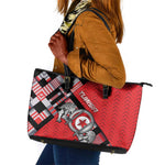 Tunisia Leather Tote Bag Silver Lions Sports Patterns - African Pride