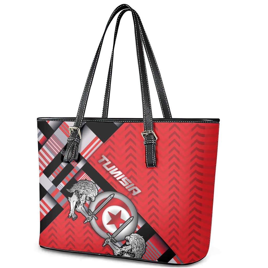 Tunisia Leather Tote Bag Silver Lions Sports Patterns - African Pride