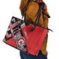 Tunisia Leather Tote Bag Silver Lions Sports Patterns - African Pride