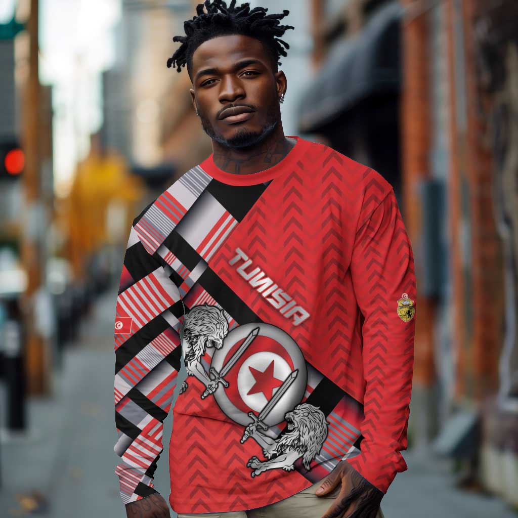 Personalized Tunisia Long Sleeve Shirt Silver Lions Sports Patterns - African Pride