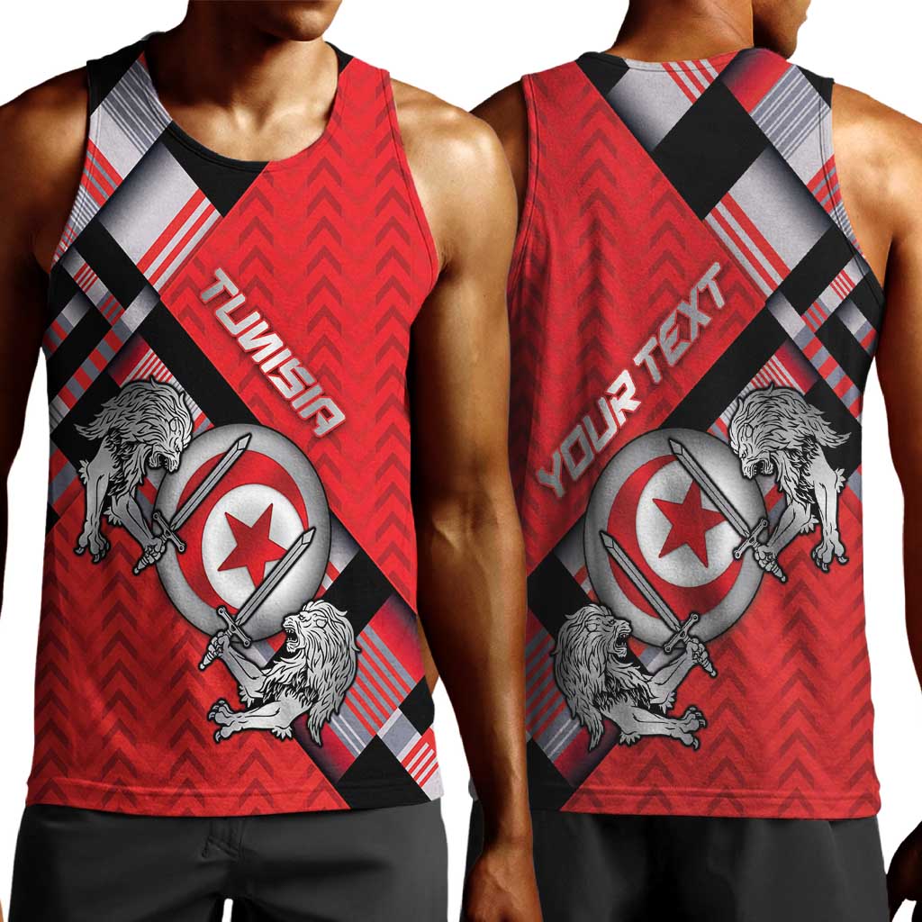 Personalized Tunisia Men Tank Top Silver Lions Sports Patterns - African Pride