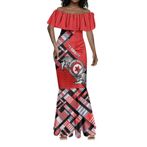 Personalized Tunisia Mermaid Dress Silver Lions Sports Patterns - African Pride