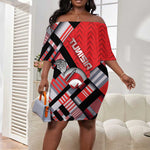 Personalized Tunisia Off Shoulder Short Dress Silver Lions Sports Patterns - African Pride