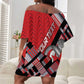 Personalized Tunisia Off Shoulder Short Dress Silver Lions Sports Patterns - African Pride