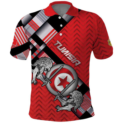 Personalized Tunisia Polo Shirt Silver Lions Sports Patterns - African Pride
