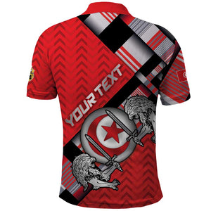 Personalized Tunisia Polo Shirt Silver Lions Sports Patterns - African Pride