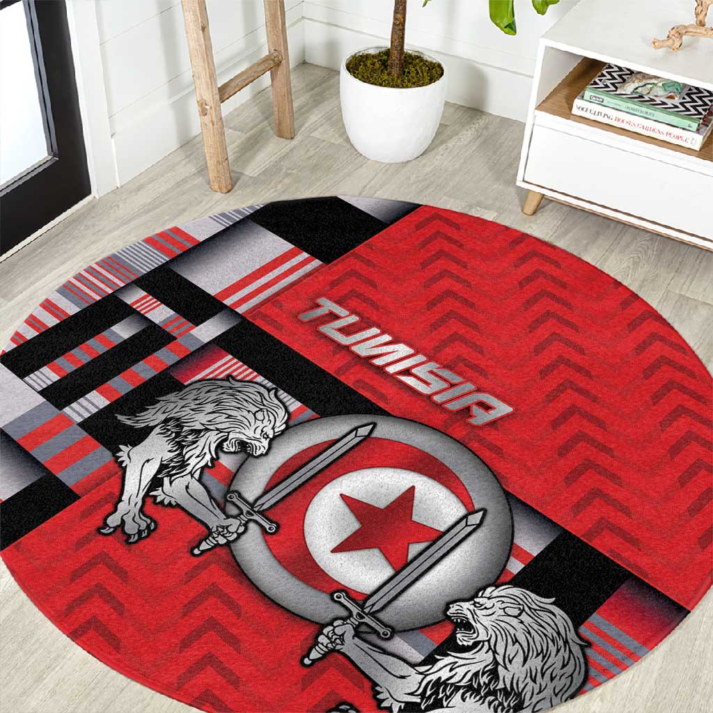 Tunisia Round Carpet Silver Lions Sports Patterns - African Pride