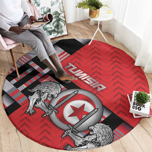 Tunisia Round Carpet Silver Lions Sports Patterns - African Pride