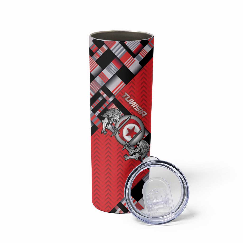 Personalized Tunisia Skinny Tumbler Silver Lions Sports Patterns - African Pride