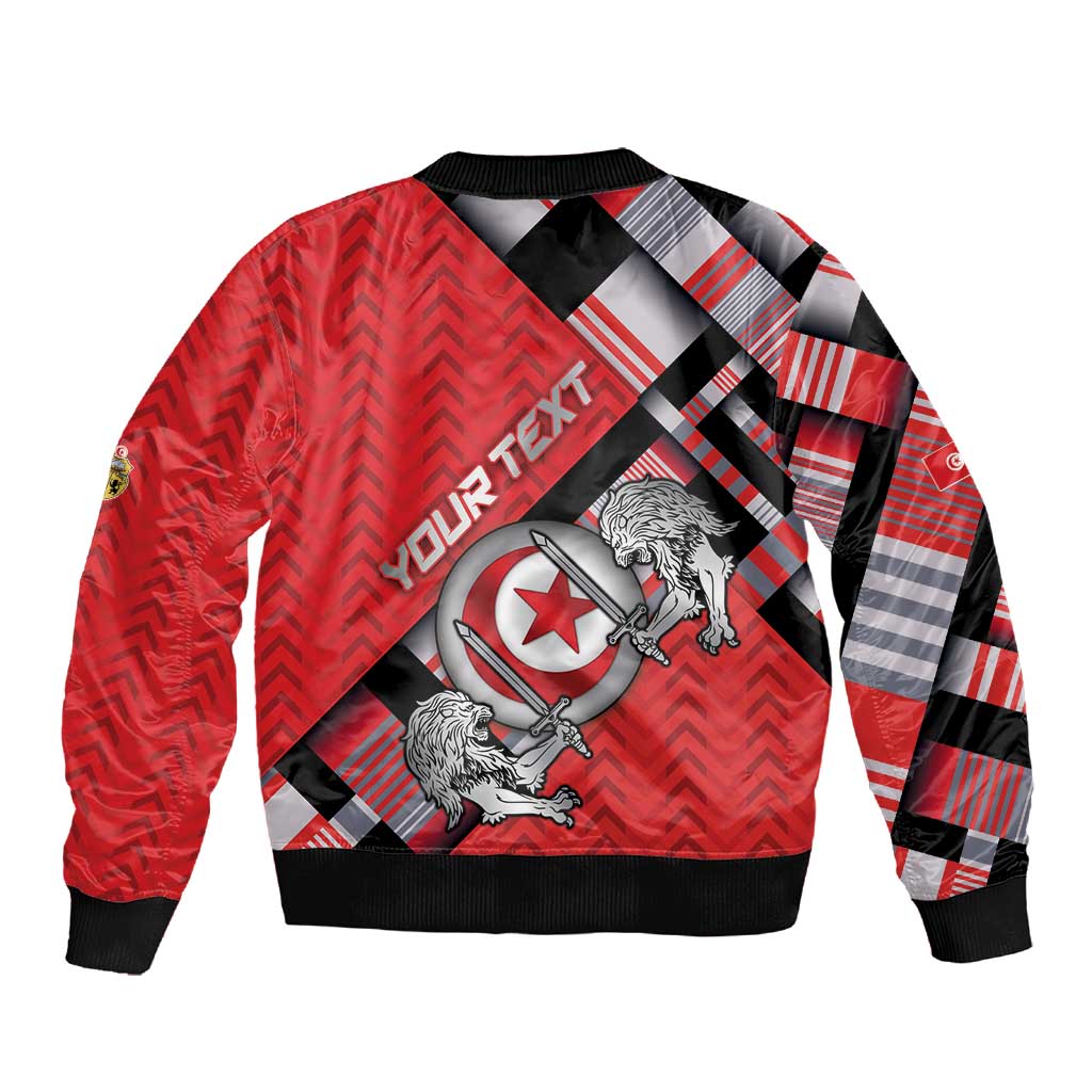 Personalized Tunisia Sleeve Zip Bomber Jacket Silver Lions Sports Patterns - African Pride