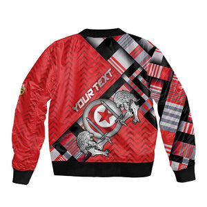 Personalized Tunisia Sleeve Zip Bomber Jacket Silver Lions Sports Patterns - African Pride