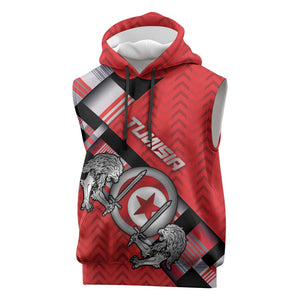 Personalized Tunisia Sleeveless Hoodie Silver Lions Sports Patterns - African Pride