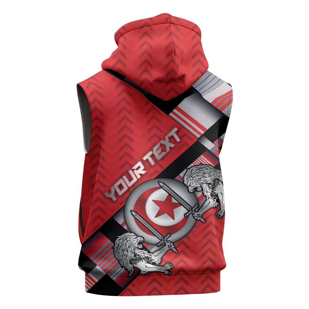 Personalized Tunisia Sleeveless Hoodie Silver Lions Sports Patterns - African Pride