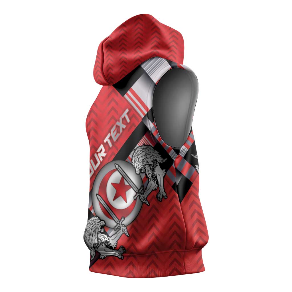 Personalized Tunisia Sleeveless Hoodie Silver Lions Sports Patterns - African Pride