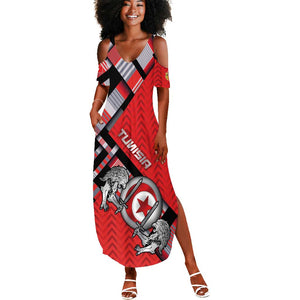 Personalized Tunisia Summer Maxi Dress Silver Lions Sports Patterns - African Pride