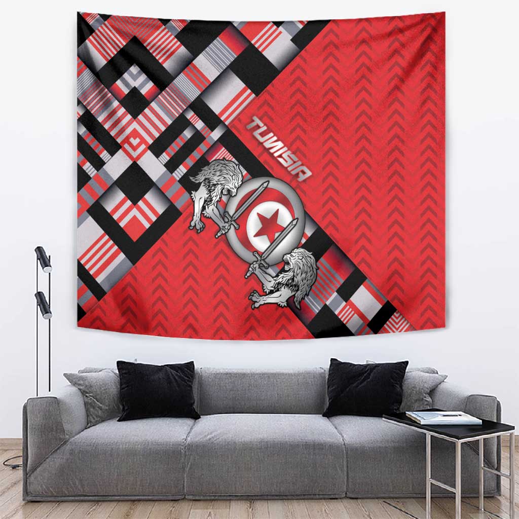 Tunisia Tapestry Silver Lions Sports Patterns - African Pride