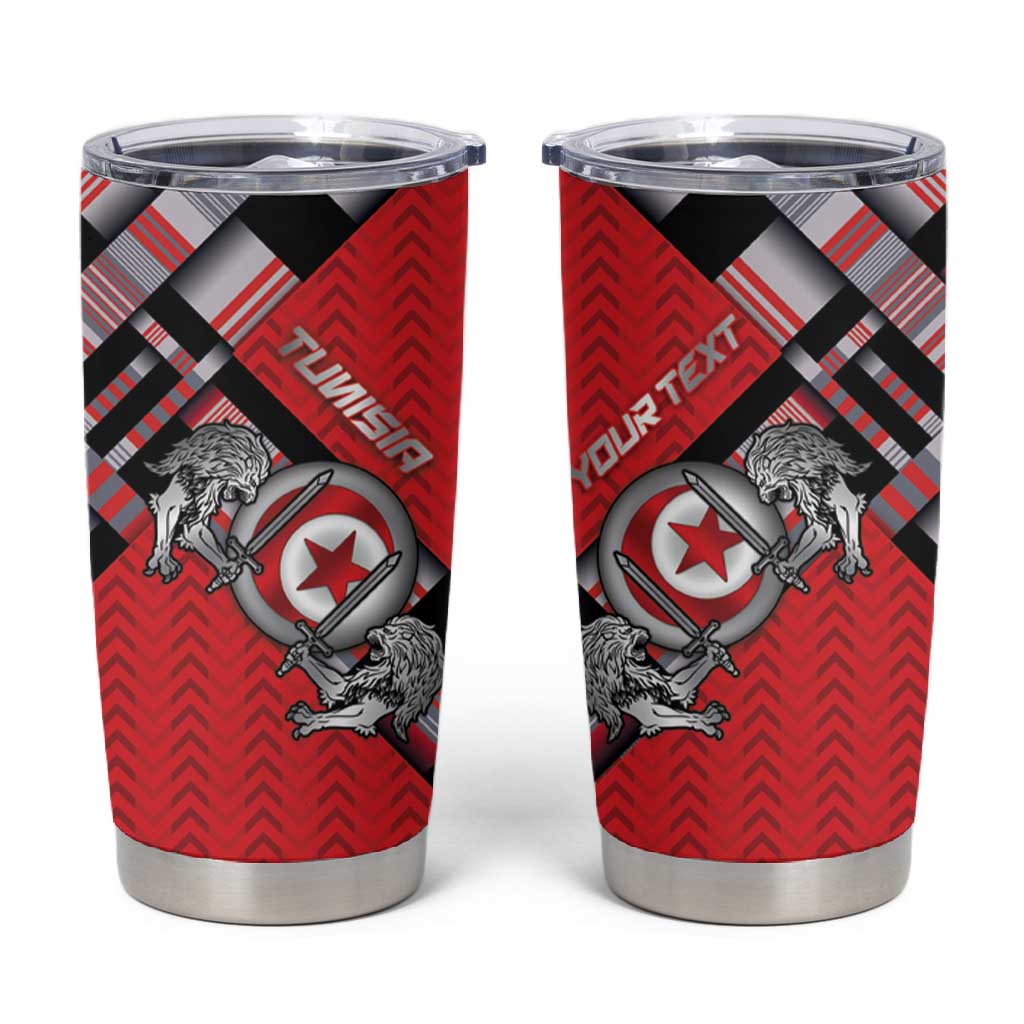 Personalized Tunisia Tumbler Cup Silver Lions Sports Patterns - African Pride