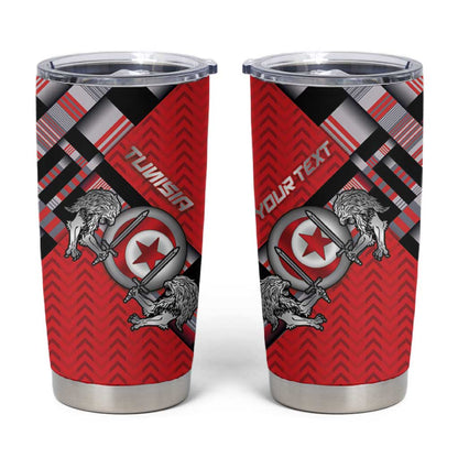 Personalized Tunisia Tumbler Cup Silver Lions Sports Patterns - African Pride