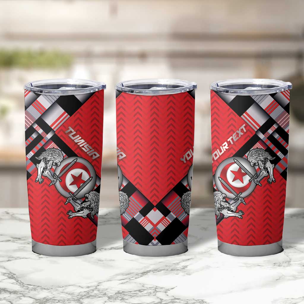 Personalized Tunisia Tumbler Cup Silver Lions Sports Patterns - African Pride