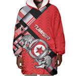 Personalized Tunisia Wearable Blanket Hoodie Silver Lions Sports Patterns - African Pride