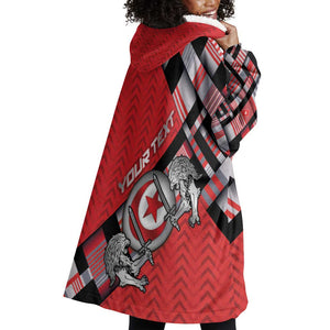 Personalized Tunisia Wearable Blanket Hoodie Silver Lions Sports Patterns - African Pride