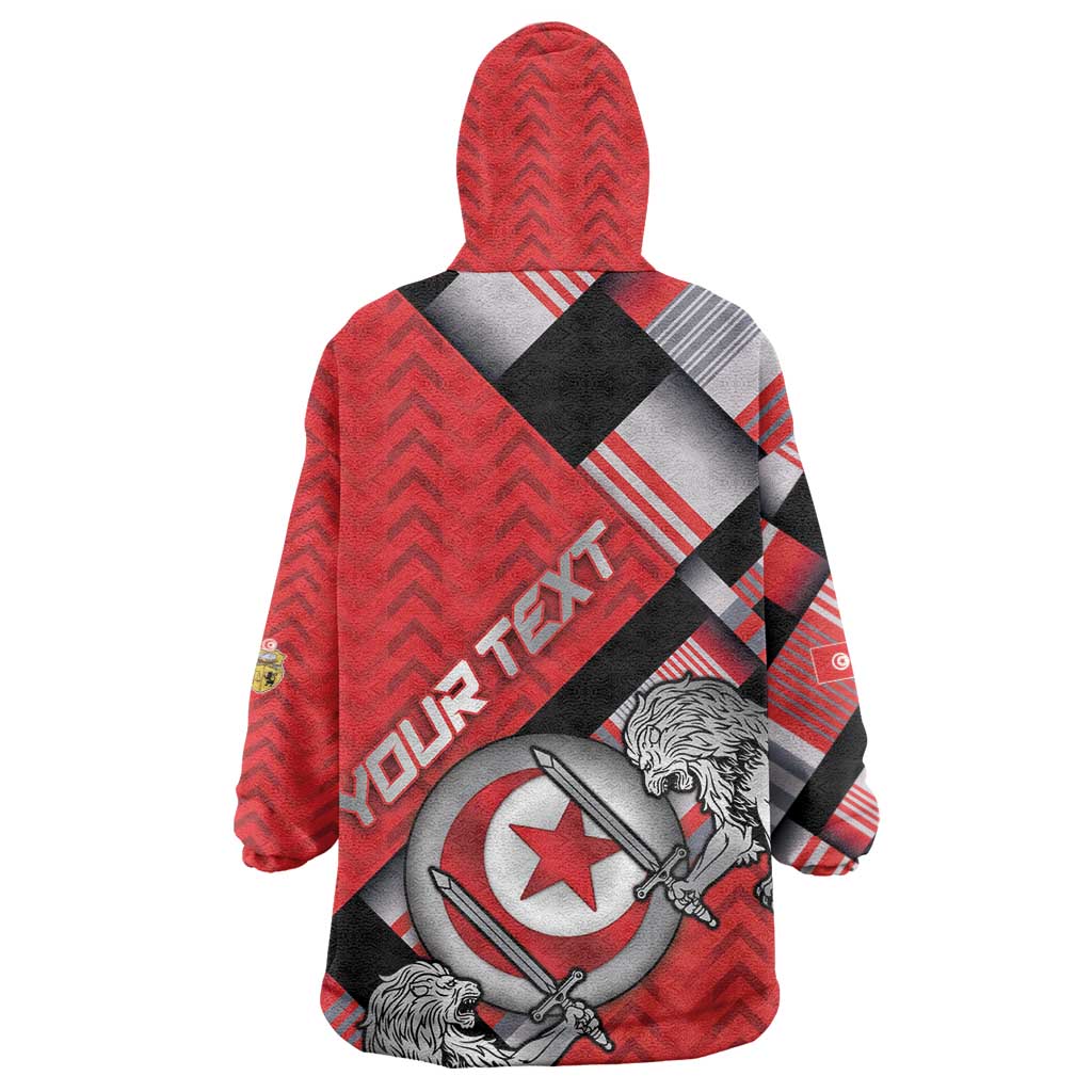 Personalized Tunisia Wearable Blanket Hoodie Silver Lions Sports Patterns - African Pride