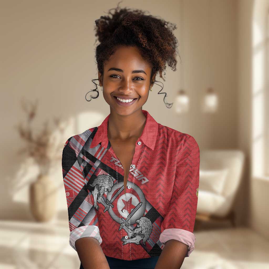 Personalized Tunisia Women Casual Shirt Silver Lions Sports Patterns - African Pride