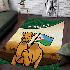 African Djibouti Area Rug Camel Holding Jabuuti Flag - African Pride
