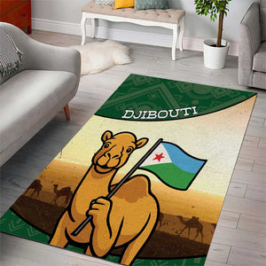 African Djibouti Area Rug Camel Holding Jabuuti Flag - African Pride