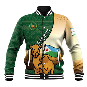 Personalized African Djibouti Baseball Jacket Camel Holding Jabuuti Flag - African Pride